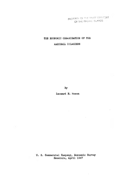 SES ECONOMIC OEOASIZATIOS 07 TES MARSHALL ISUNSSSS by Loonard S. Mason S. Commercial Company, Economic Surrey Honolulu, April 19