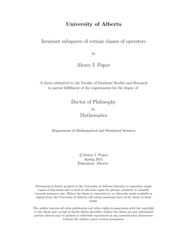 Invariant Subspaces of Certain Classes of Operators