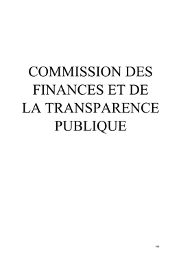 Commission Des Finances Et De La Transparence Publique