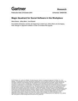 Research Magic Quadrant for Social Software in the Workplace