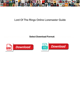 Lord of the Rings Online Loremaster Guide