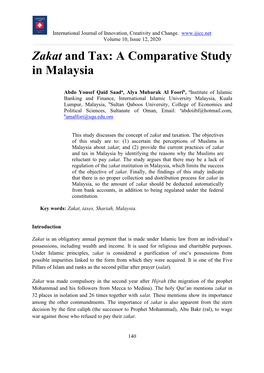 Zakat and Tax: a Comparative Study in Malaysia