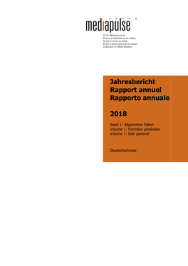 Jahresbericht Rapport Annuel Rapporto Annuale 2018