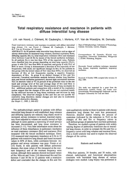 Total Respiratory Resistance and Reactance in Patients with Diffuse Interstitial Lung Disease