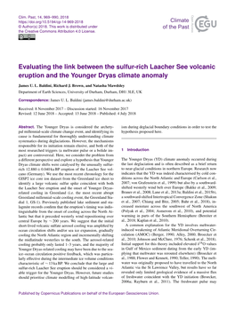 Evaluating the Link Between the Sulfur-Rich Laacher See Volcanic Eruption and the Younger Dryas Climate Anomaly