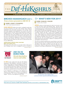 Birchos Hamashgiach (Part I) Ask Ou in Boro Park U P What's New for 2011?