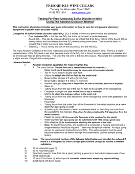 Sulfur Dioxide in Wine Using the Aeration Oxidation Method