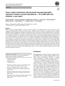 Severe Cardiac Involvement with Preserved Truncated Dystrophin Expression in Becker Muscular Dystrophy by +1G>A DMD Splice-Site Mutation: a Case Report