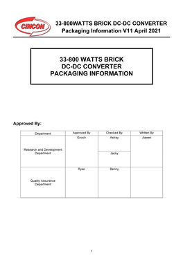 Packaging Information V11 April 2021