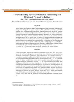 The Relationship Between Intellectual Functioning and Relational Perspective-Taking Nick J