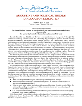 Augustine and Political Theory: Dialogue Or Dialectic?