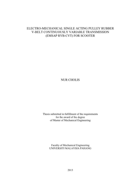 Electro-Mechanical Single Acting Pulley Rubber V-Belt Continuously Variable Transmission (Emsap Rvb-Cvt) for Scooter