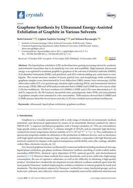 Graphene Synthesis by Ultrasound Energy-Assisted Exfoliation of Graphite in Various Solvents