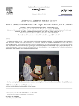 Jim Feast: a Career in Polymer Science