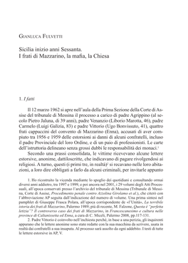 Sicilia Inizio Anni Sessanta. I Frati Di Mazzarino, La Mafia, La Chiesa