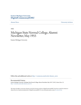 Michigan State Normal College, Alumni Newsletter, May 1955 Eastern Michigan University