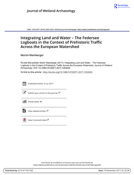 Integrating Land and Water the Federsee Logboats in the Context