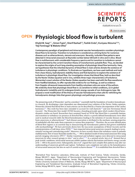Physiologic Blood Flow Is Turbulent