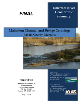 Mainstem Channel and Bridge Crossings Ravalli County, Montana