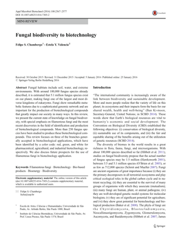 Fungal Biodiversity to Biotechnology