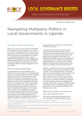 Navigating Multiparty Politics in Local Governments in Uganda