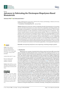 Advances in Fabricating the Electrospun Biopolymer-Based Biomaterials