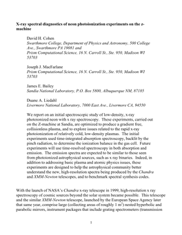 X-Ray Spectral Diagnostics of Neon Photoionization Experiments on the Z- Machine