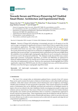 Towards Secure and Privacy-Preserving Iot Enabled Smart Home: Architecture and Experimental Study