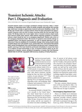 Transient Ischemic Attacks: Part I. Diagnosis and Evaluation NINA J