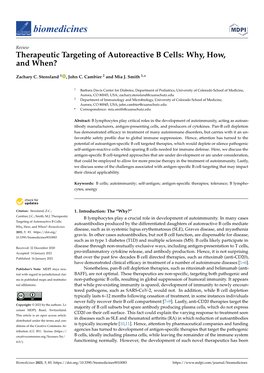 Therapeutic Targeting of Autoreactive B Cells: Why, How, and When?