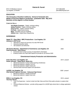 Patrick Ferrell RESUME