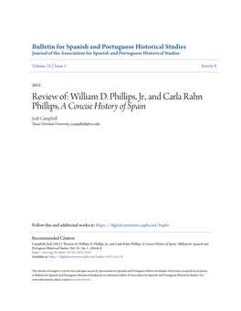 William D. Phillips, Jr., and Carla Rahn Phillips, a Concise History of Spain Jodi Campbell Texas Christian University, J.Campbell@Tcu.Edu