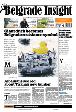 Giant Duck Becomes Belgrade Resistance Symbol