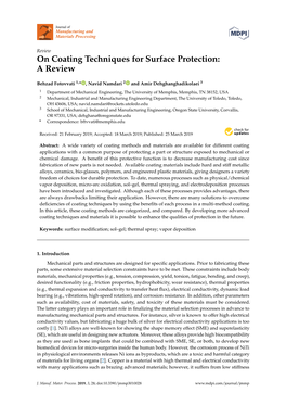 On Coating Techniques for Surface Protection: a Review