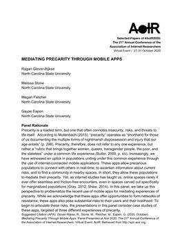 Mediating Precarity Through Mobile Apps