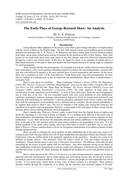 The Early Plays of George Bernard Shaw: an Analysis