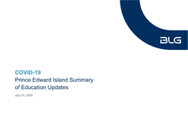 Prince Edward Island Summary of Education Updates
