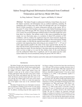 Salton Trough Regional Deformation Estimated from Combined Trilateration and Survey-Mode GPS Data by Greg Anderson,* Duncan C