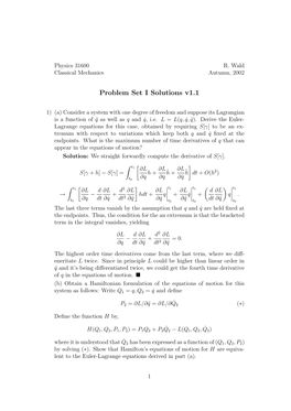 Problem Set I Solutions V1.1