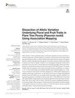 Paeonia Rockii) Using Association Mapping