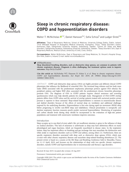 Sleep in Chronic Respiratory Disease: COPD and Hypoventilation Disorders