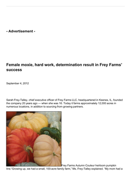 Female Moxie, Hard Work, Determination Result in Frey Farms' Success