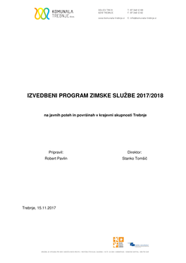 Izvedbeni Program Zimske Službe 2017/2018