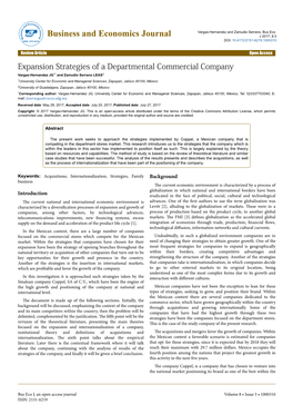 Expansion Strategies of a Departmental Commercial Company