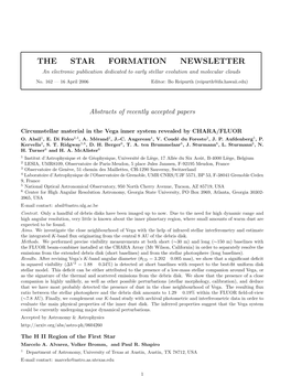 THE STAR FORMATION NEWSLETTER an Electronic Publication Dedicated to Early Stellar Evolution and Molecular Clouds