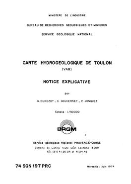 Carte Hydrogeologique De Toulon (Var)
