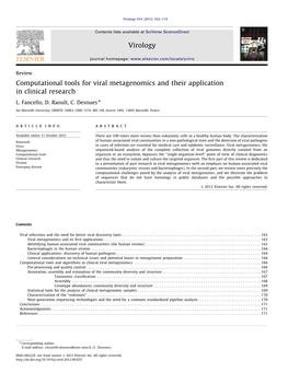 Computational Tools for Viral Metagenomics and Their Application in Clinical Research