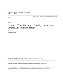 Identity Formation in Antebellum Southern Illinois Darrin Reinhardt Dlreinhardt@Siu.Edu