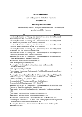 Inhaltsverzeichnis 2016 Steiermark