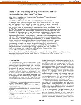 Impact of Lake Level Change on Deepwater Renewal and Oxic